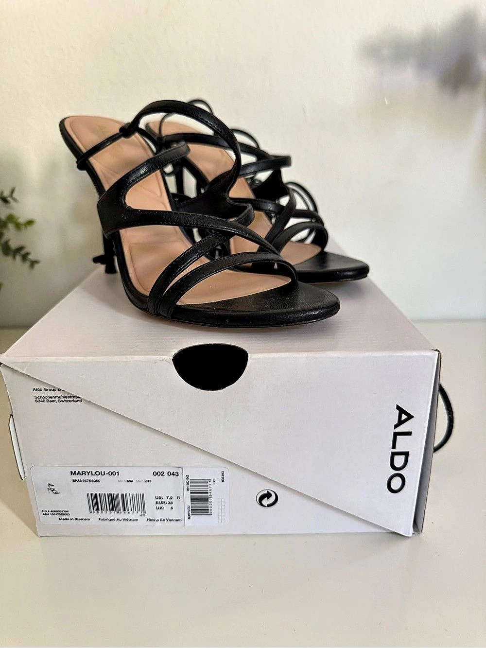 ALDO Marylou Black Strappy Heels US 8